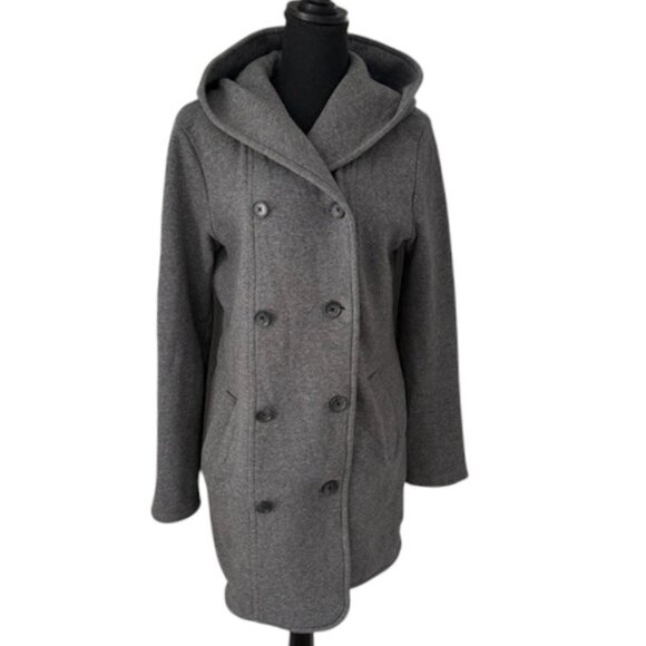 JAMES PERSE Gray Cotton Double Breasted Hooded Peacoat Jacket 4 - Picture 1 of 12